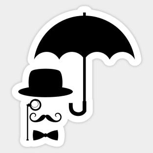 Gentleman under the umbrella caricature Sticker